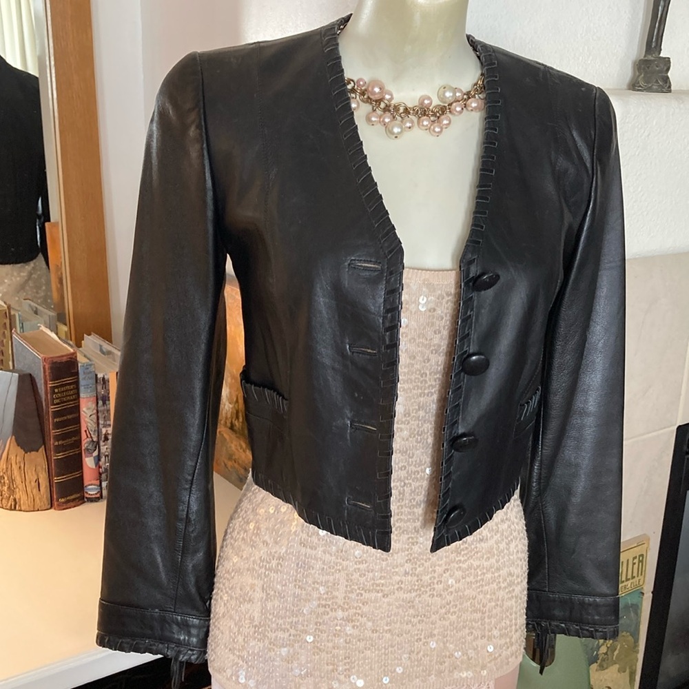 Vintage Escada Margaretha Ley XS leather jacket black 34